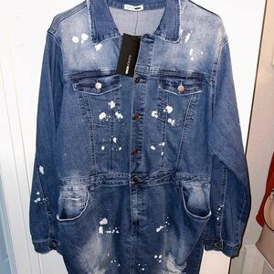 Fashion Nova Blue Denim Long Sleeve Dress